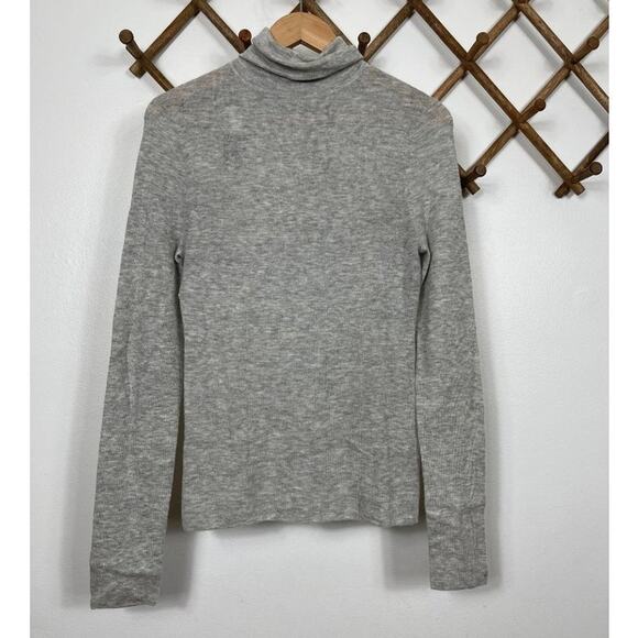 New 360 SWEATER Janelle Fitted Turtleneck in Light Heather Grey Women's Size L - Picture 2 of 12